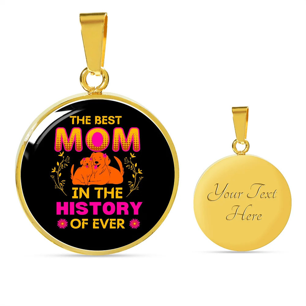 best mom dog Personalized Engraved Gold Circle Necklace Custom Name Date Gift f